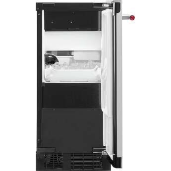 KitchenAid 15 Inch Built-In Undercounter Clear Ice Maker with 25 lbs. Ice Storage Capacity, PrintShield™ Finish, Max Ice, Self-Cleaning Cycle, Fully Flush Installation, Filter Ready, Gravity Drain System (Pump Sold Separately) and Reversible Door: Stainless Steel — thumbnail 2